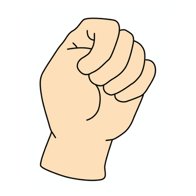 Quando o polegar fica debaixo de todos os dedos