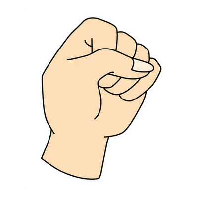 Quando o polegar fica na frente dos outros dedos