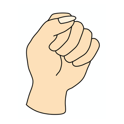 Quando o polegar fica ao lado dos outros dedos